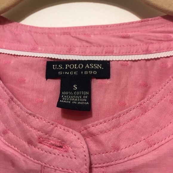 US Polo assn pink blouse women top long sleeve button up shirt size S academia - Picture 2 of 8